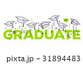 Vector illustration of word graduation with caps 31894483