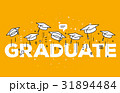 Vector illustration of word graduation with caps 31894484