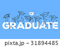Vector illustration of word graduation with caps 31894485