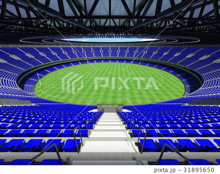 Australian rules football stadium with blue seats Australian rules football stadium with blue seats 31895650