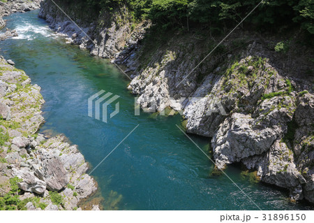 徳島県三好市　赤川橋から見た小歩危峡 31896150
