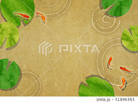 金魚と蓮の葉 和風背景 シリーズ のイラスト素材
