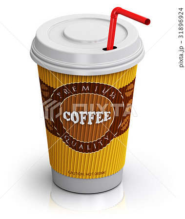 Plastic or paper coffee cup with straw Plastic or paper coffee cup with straw 31896924