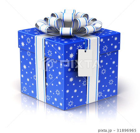 Gift or present box with ribbon bow and label tag Gift or present box with ribbon bow and label tag 31896965