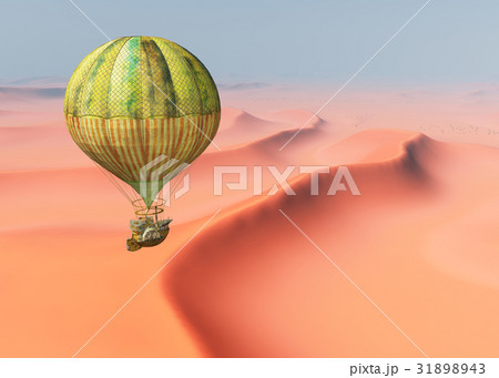 Fantasy hot air balloon over a desert landscape 31898943
