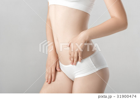 Perfect sports body of woman in white lingerie 31900474