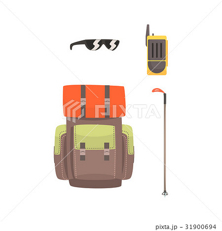 Tourist hiking backpack, sunglasses, radio and ski Tourist hiking backpack, sunglasses, radio and ski 31900694