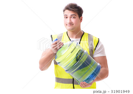 Man delivering water bottle isolated on white Man delivering water bottle isolated on white 31901949