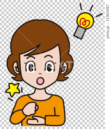 ひらめき、手を打つ女性 31903067