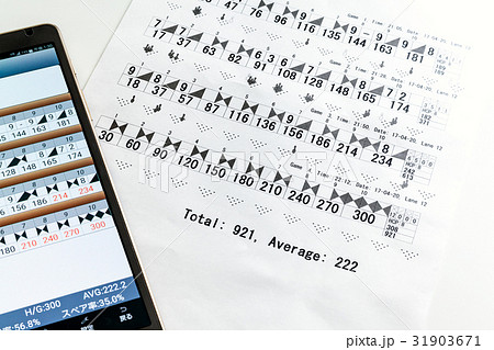 ボウリングのスコアシート スコア ボーリング 記録 パーフェクトの写真素材