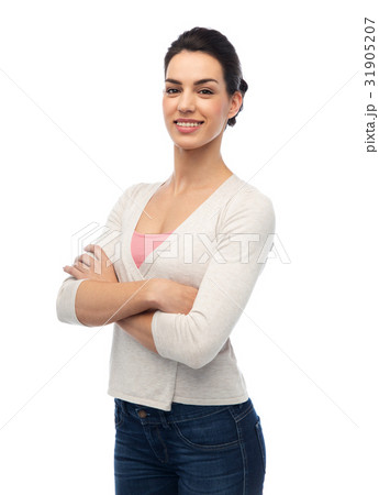 happy smiling young woman with braces 31905207