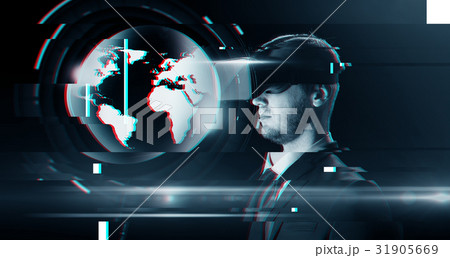 man in virtual reality headset or 3d glasses man in virtual reality headset or 3d glasses 31905669
