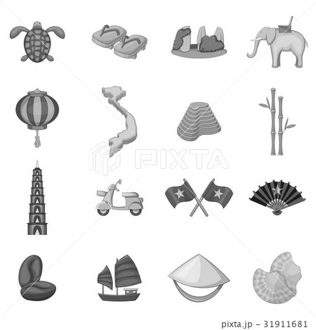 Vietnam travel icons set monochrome Vietnam travel icons set monochrome 31911681