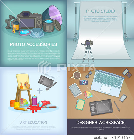 Photo and art banner set, cartoon style 31913158
