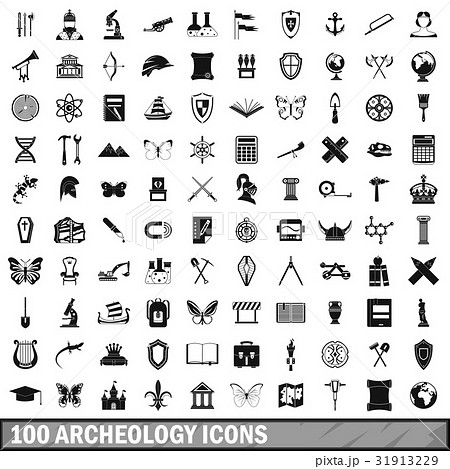100 archeology icons set, simple style 100 archeology icons set, simple style 31913229