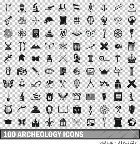 100 archeology icons set, simple style 100 archeology icons set, simple style 31913229