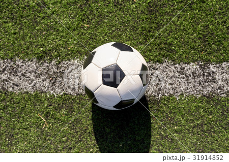 soccer ball on football field marking line soccer ball on football field marking line 31914852