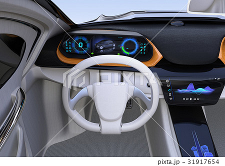 自動運転EV車のダッシュボードのイメージ 31917654