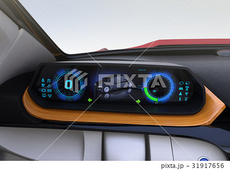 自動運転ev車のデジタルメーターのイメージのイラスト素材
