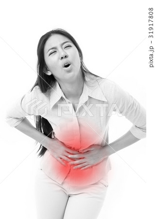 woman suffering from stomach pain, menstruation cramp 31917808