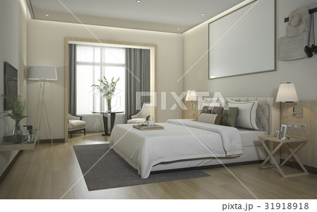 Luxury Modern Bedroom Suite In Hotelのイラスト素材