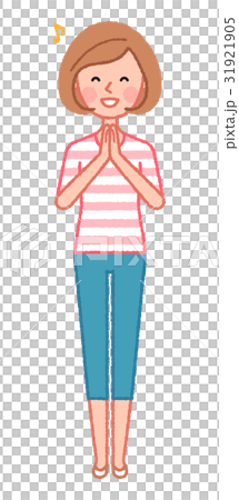 A woman glad that her hands together 31921905