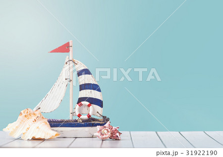 Antique sail boat Toy model with Ship'wheel, rope 31922190