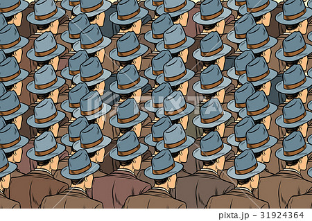 background crowd of the same men, stand back 31924364