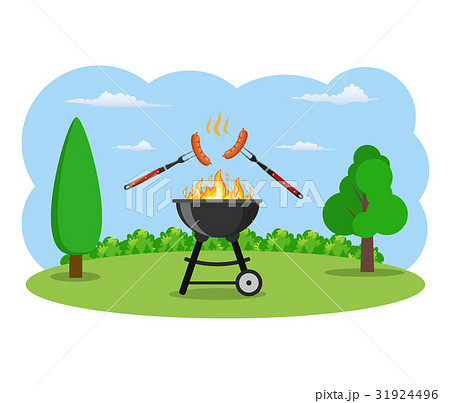 barbecue grill and kitchen utensils 31924496