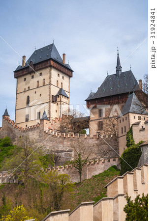 Karlstejn castle exterior. Gothic castle facade 31924841