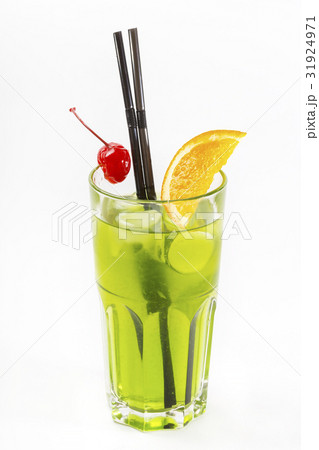 Fruit cocktail in a large glass cup  31924971