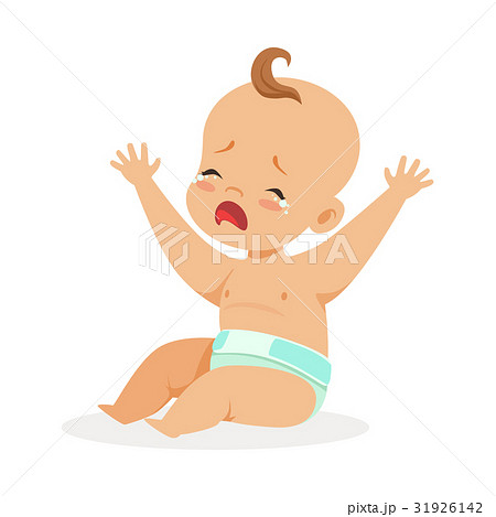 Sweet little baby in a diaper sitting with his Sweet little baby in a diaper sitting with his 31926142