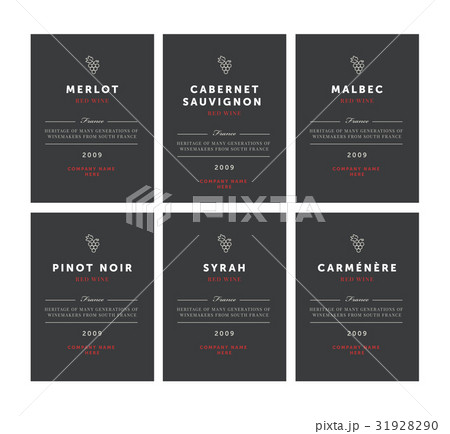 Red wine labels. Vector premium template set 31928290