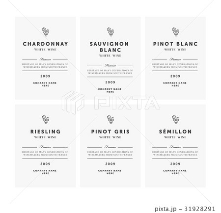 White wine labels. Vector premium template set 31928291