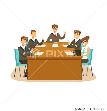 Business partners discussing and voting at meeting 31930577