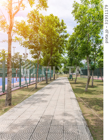 Tiles pavement in the public park. 31931179