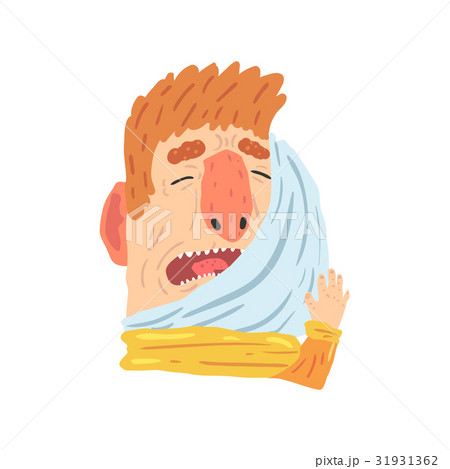 Man suffering from toothache pain and pressing his Man suffering from toothache pain and pressing his 31931362