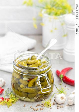 Pickled cucumbers, small marinated pickles Pickled cucumbers, small marinated pickles 31931798