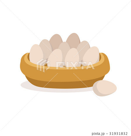 Wooden bowl full of fresh farm eggs, poultry 31931832