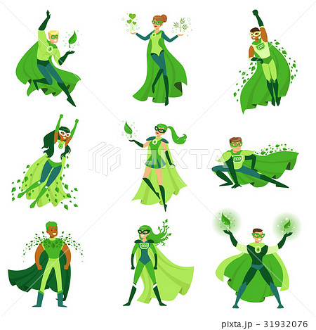 ECO superhero characters set, young men and women 31932076