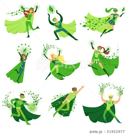 ECO superhero characters in action set, young men ECO superhero characters in action set, young men 31932077