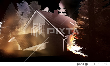 Disaster with fire in the forest 3d rendering 31932269