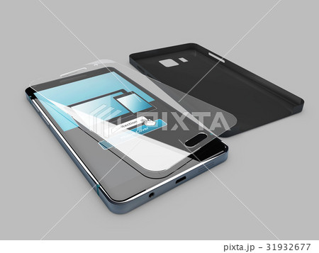 cellphone, screen protection and blank case. 31932677
