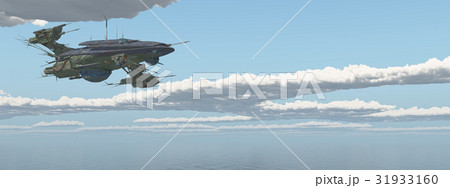 Huge spacecraft over the sea 31933160