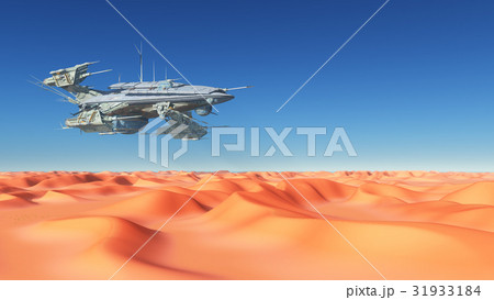 Huge spacecraft over a desert 31933184