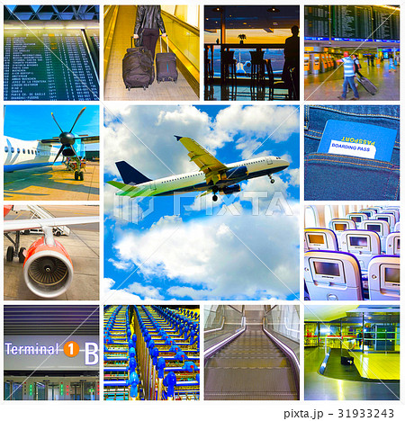 Collage of airport and airplane photos Collage of airport and airplane photos 31933243