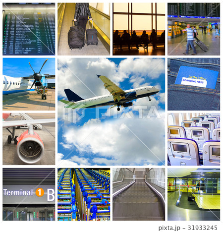 Collage of airport and airplane photos Collage of airport and airplane photos 31933245