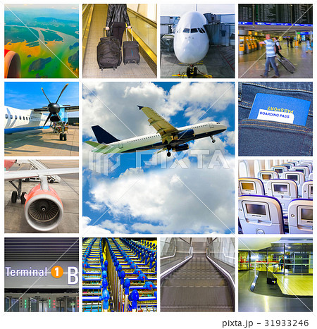 Collage of airport and airplane photos Collage of airport and airplane photos 31933246