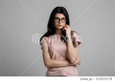 Portrait of smart beautiful brunette girl in Portrait of smart beautiful brunette girl in 31934378