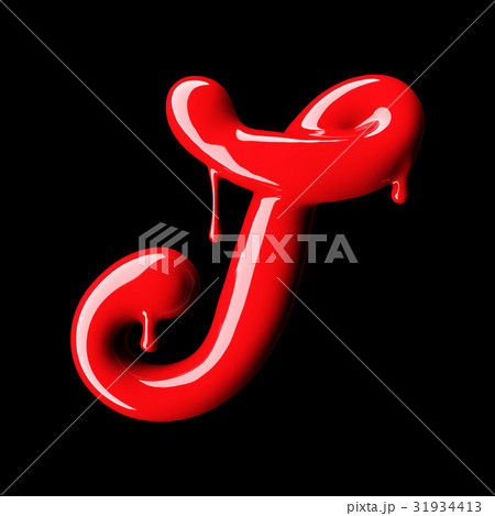 Glossy red letter T uppercase. 3D rendering 31934413
